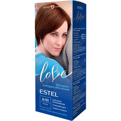 Крем-краска для волос ESTEL LOVE, тон 6/43 коньяк