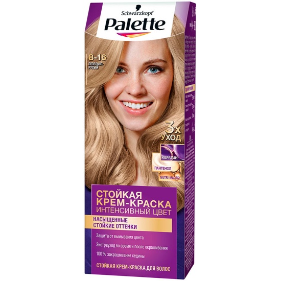 PALETTE/Палетт Крем-краска д/волос стойк. Интен. цв. 8-16 Пепельно-русый, 110 мл