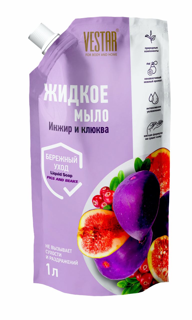 VESTAR Жидкое мыло Инжир и клюква, дой-пак 1000мл