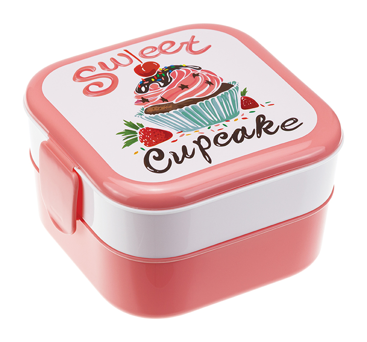 М 1232 Контейнер для обеда (0,4+0,4л) - капкейки 4605196038514