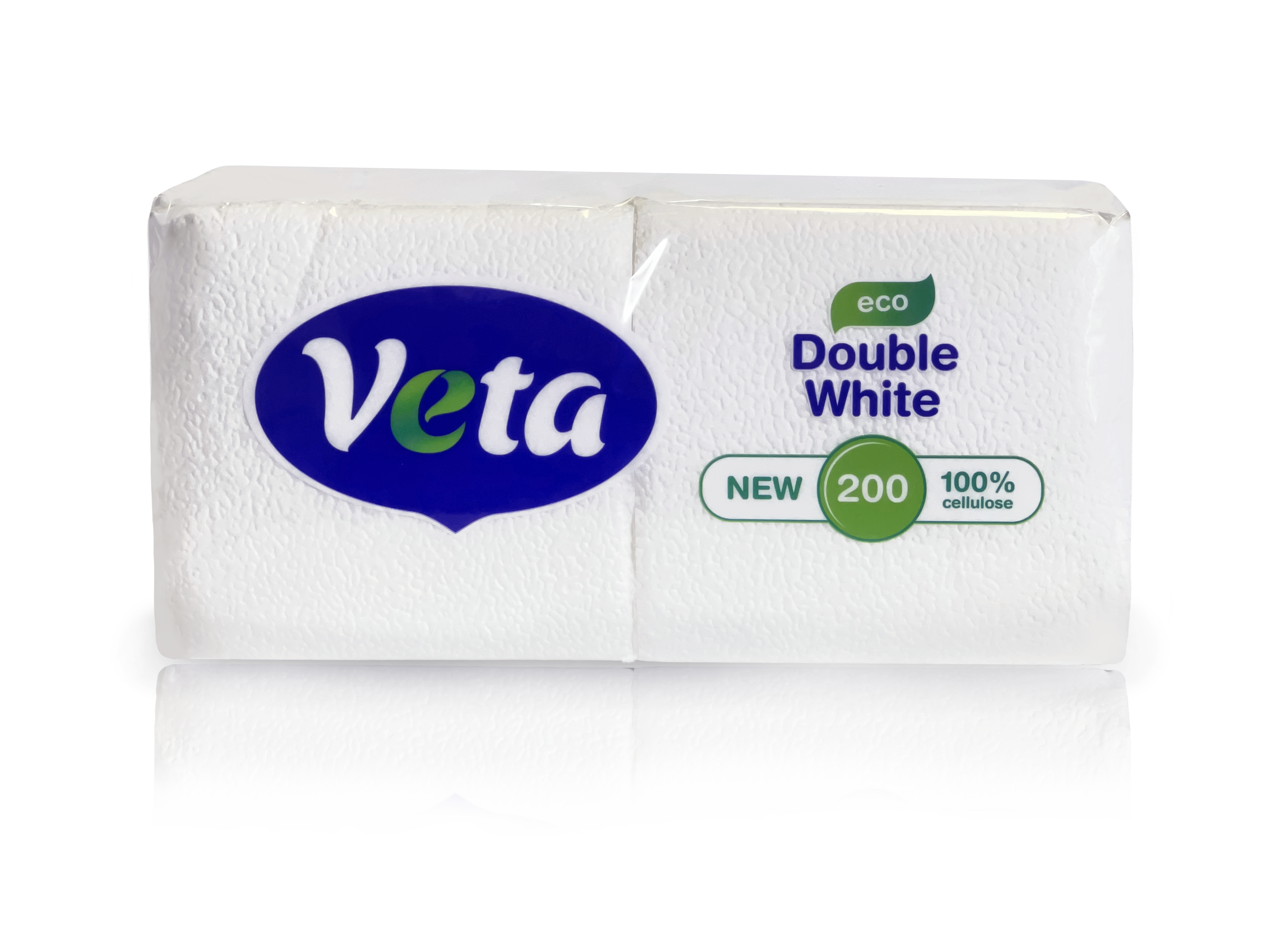 Салфетки бумажные неокрашенные "VETA DOUBLE WHITE ECO", по 200шт. в упаковке