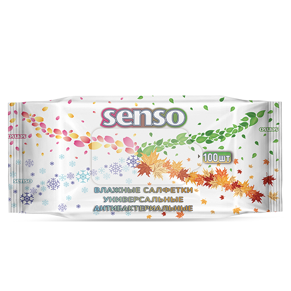 Влажные салфетки универсальные антибактериальные "senso" (100 штук)
