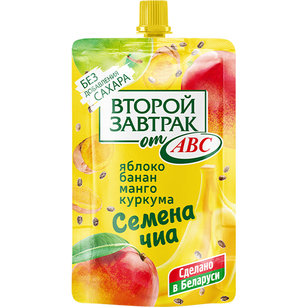 Десерт фруктовый из яблок,бананов и манго с семенами чиа и куркумой дой.пак. 200г ТМ ВТОРОЙ ЗАВТРАК