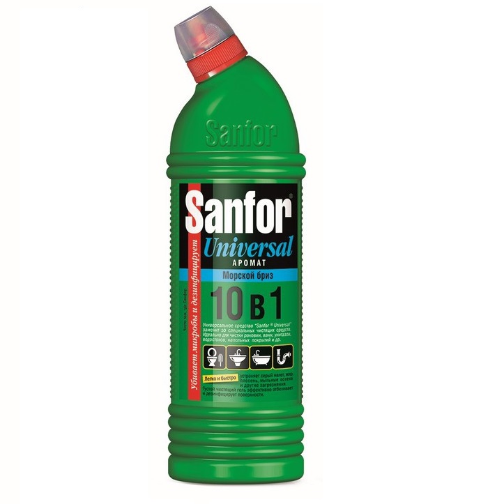 Гель универсальный для разных поверхностей SANFOR UNIVERSAL 10в1 морской бриз, 750 мл