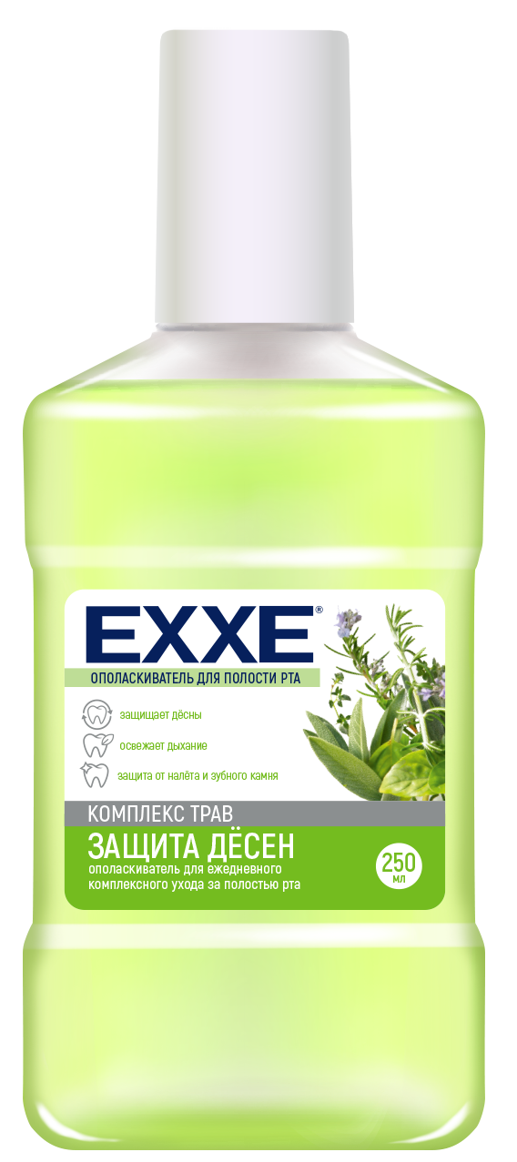 Ополаскиватель полости рта EXXE "Защита десен" (зеленый), 250 мл