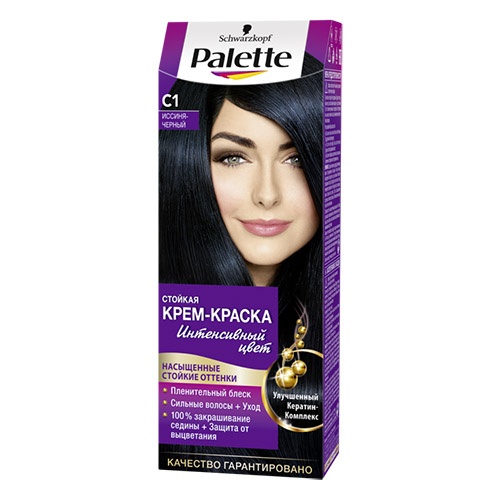 Крем-краска для волос стойкая PALETTE C1 Иссиня-черный, 110 мл