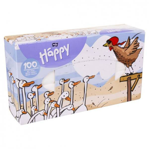 Bella Baby Happy Платочки бумажные универсальные двухслойные 100 шт (Микс)