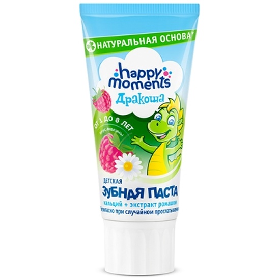 Зубная паста Happy Moments Дракоша детская гелевая малина, 60 мл