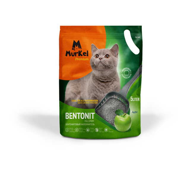 Наполнитель для кошачьего туалета Murkel 5 л бентонитовый  Яблоко 4 кг