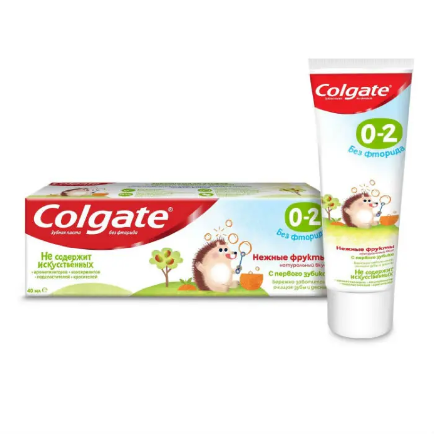 Зубная паста Colgate 0-2 детская Нежные фрукты без фторида, 40 мл