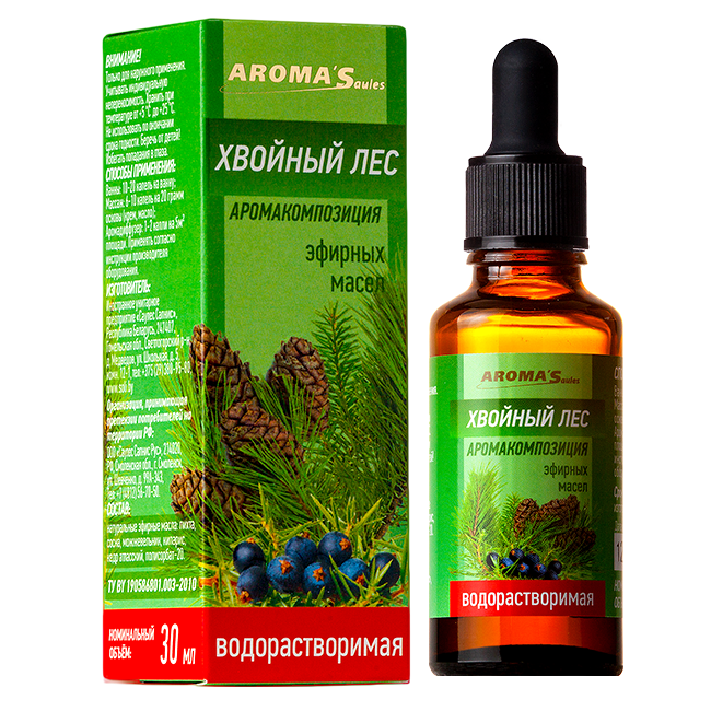 Аромакомпозиция  эфирных масел водорастворимая "Хвойный лес", 30 мл