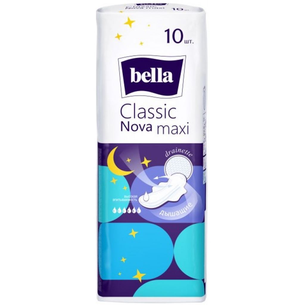 Bella Classic Nova maxi (drainette) Прокладки женские гигиенические впитывающие 10 шт