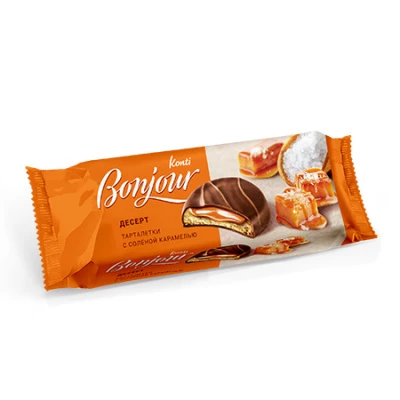  Десерт BONJOUR KONTI с соленой карамелью фас. 220г (10шт) (Р)