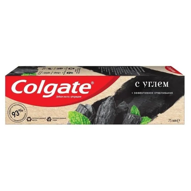 Зубная паста Colgate Naturals Эффективное отбеливание с Углем с натуральными ингредиентами, 75 мл