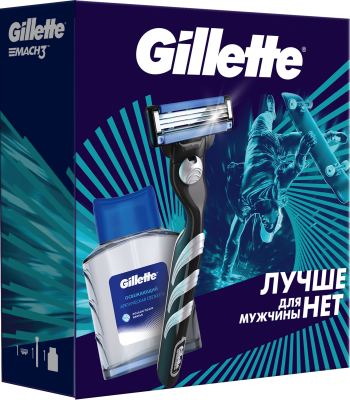 Мужской набор Gillette с бритвой Gillette Mach3 и лосьон после бритья 50мл