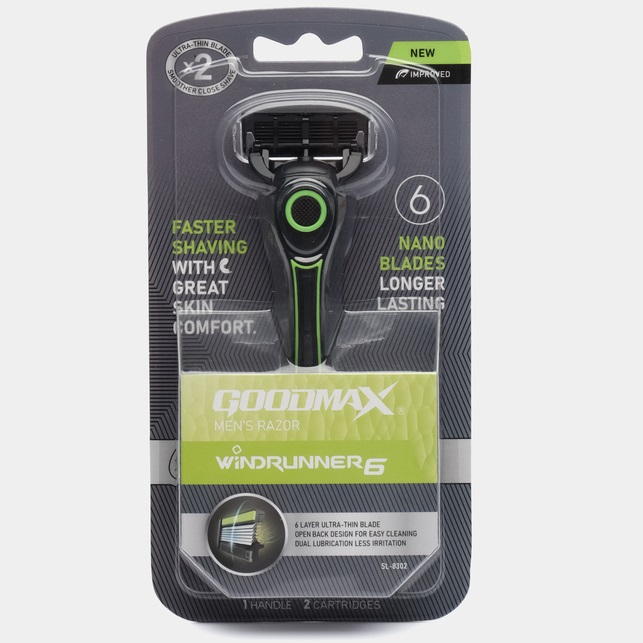 GOODMAX Бритвенный станок многоразовый для мужчин 1шт. + 2 сменные кассеты