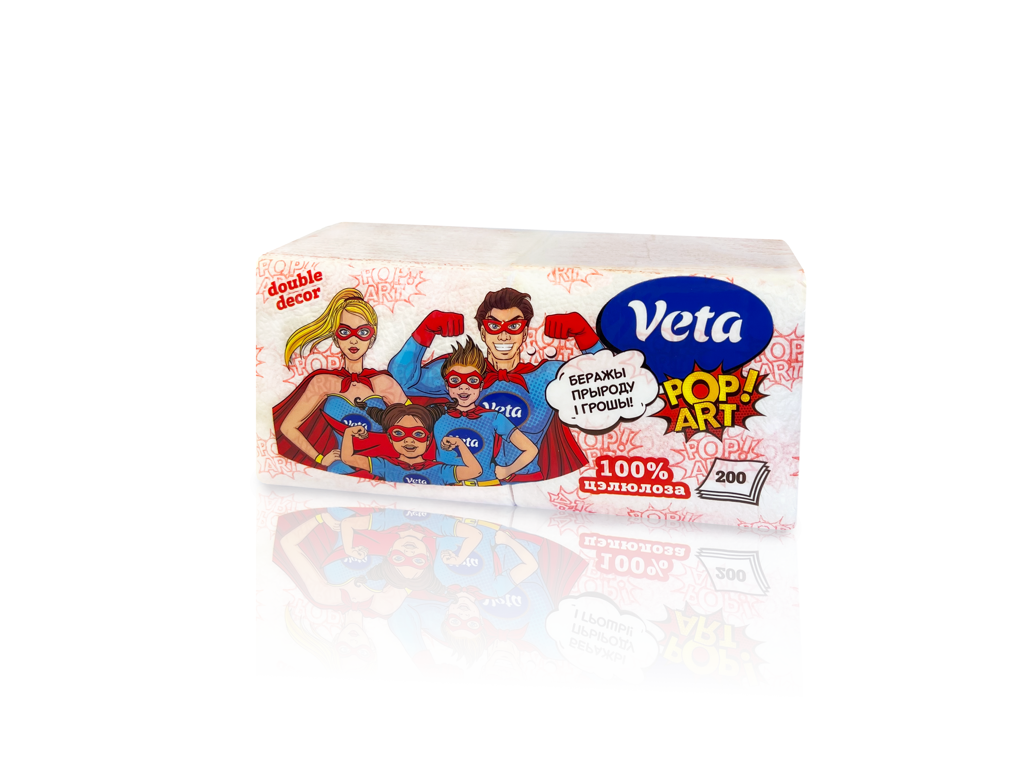 Салфетки бумажные неокрашенные с рисунком "VETA POP ART DOUBLE DECOR", по 200шт. в упаковке
