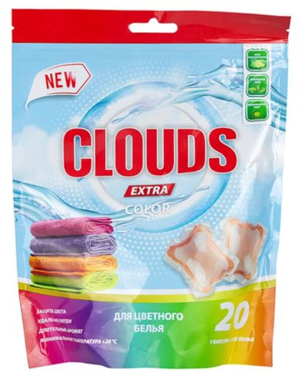 CLOUDS Color Средство для стирки цветного белья "Роза" в водорастворимых капсулах 160г (8г х 20)