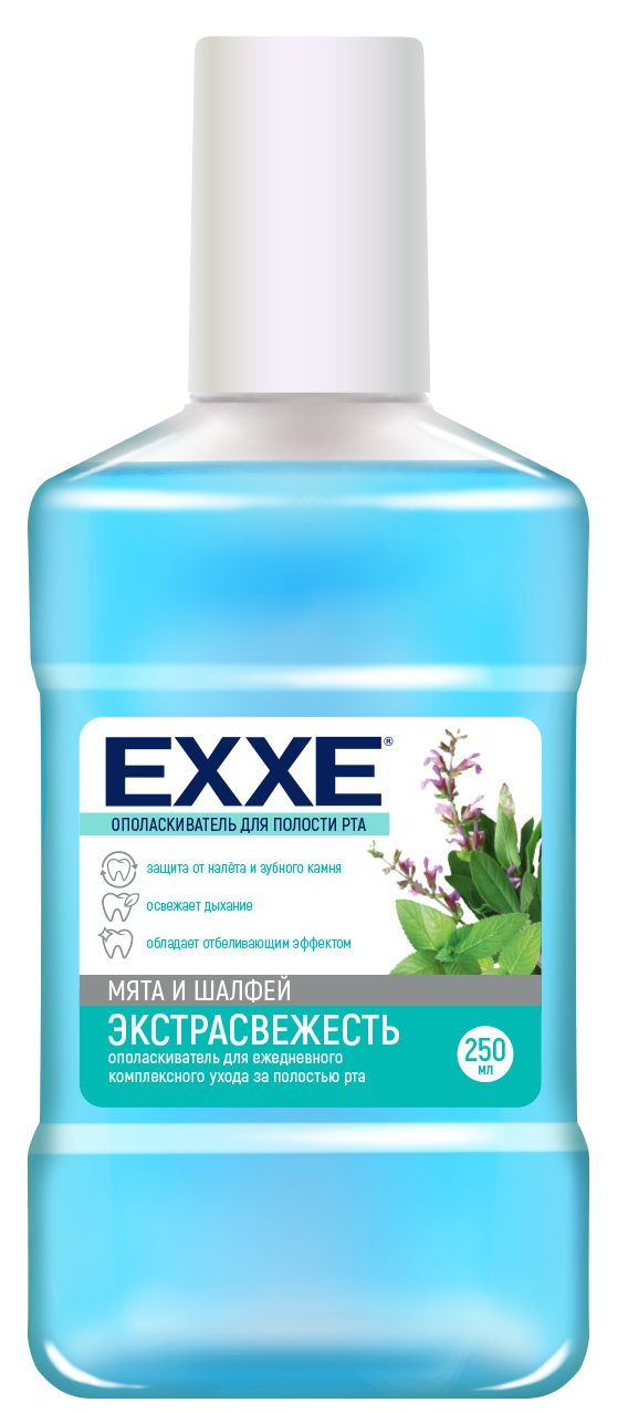 Ополаскиватель полости рта EXXE "Экстра свежесть", (голубой), 250 мл