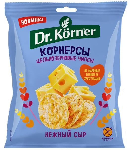 Чипсы Dr. Korner цельнозерновые кукурузно-рисовые с сыром, 50 г