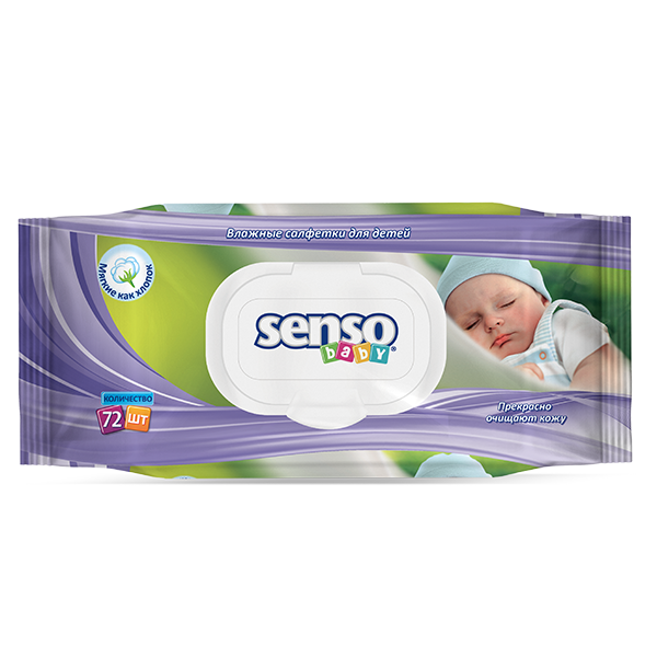 Салфетки влажные для детей "senso baby" (72 штуки)