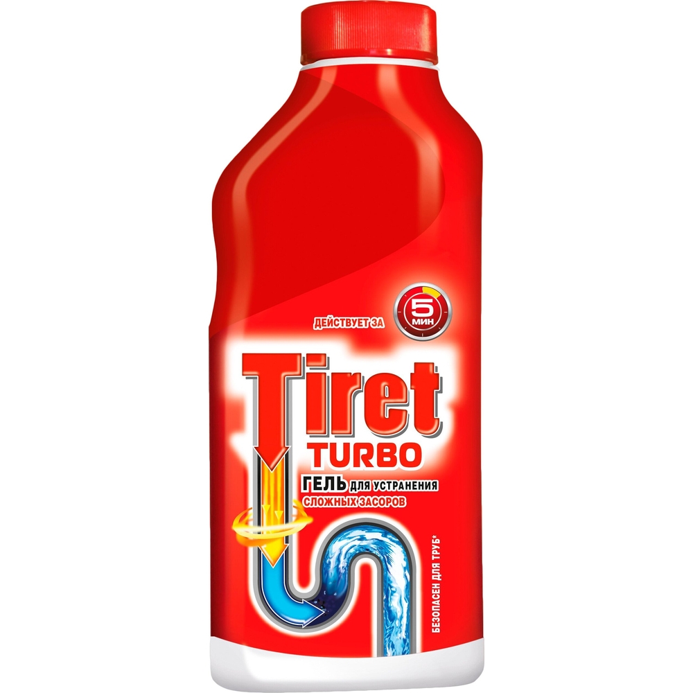 Гель для устранения засоров в трубах Tiret Turbo, 500 мл