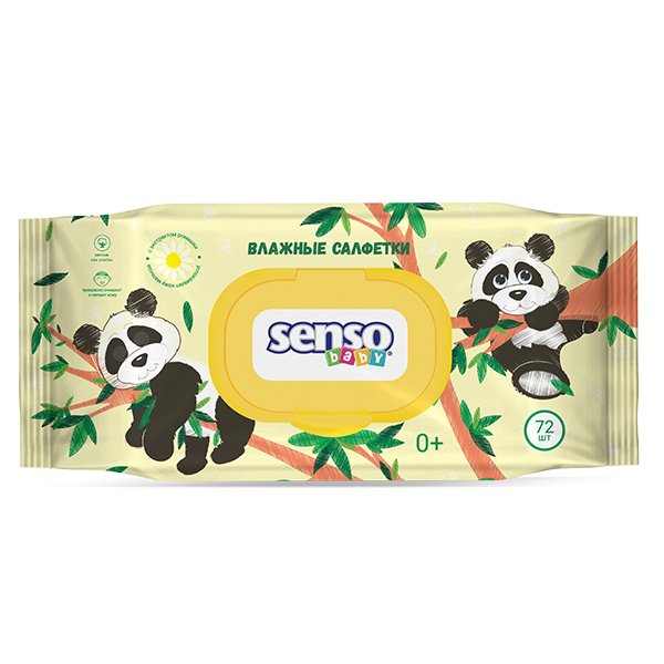 Салфетки влажные для детей "senso baby"  Панда (72 штуки)