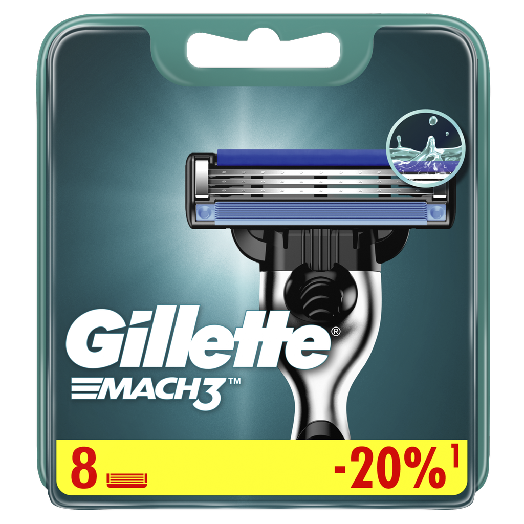 Сменные Кассеты Gillette Mach3, 8 шт, с 3 лезвиями
