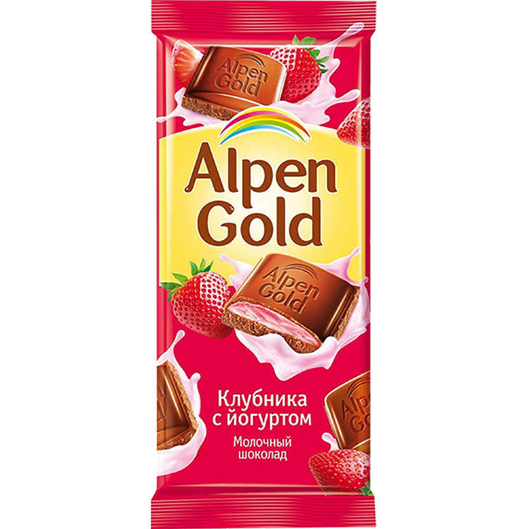 Шоколад молочный Alpen Gold Клубника с йогуртом (85 г)