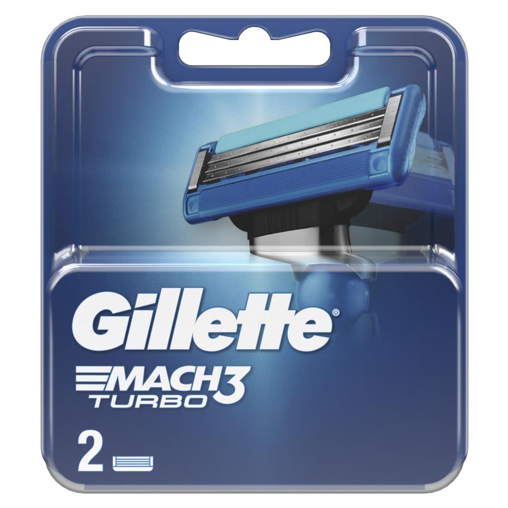 Сменные Кассеты Gillette Mach3 Turbo, 2 шт, с 3 лезвиями