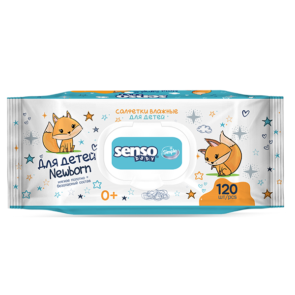 Салфетки влажные для детей "senso baby" Simple, 120 шт.