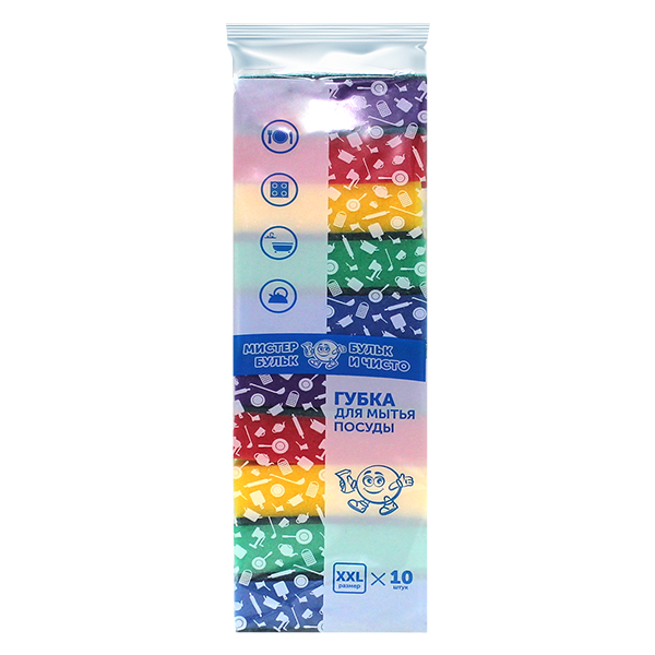 Губка для мытья посуды XXL 10 шт