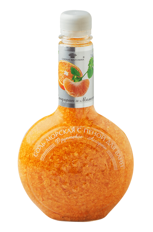 Соль морская д/ванн "Фруктовое ассорти" мандарин и мелисса  (банка), 550г