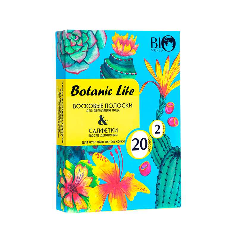 Bio World Botanic Life Набор восковых полосок для депиляции лица для ч.к.,4812547001121