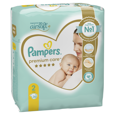 Подгузники Pampers Premium Care для малышей 4-8 кг, 2 размер, 20 шт