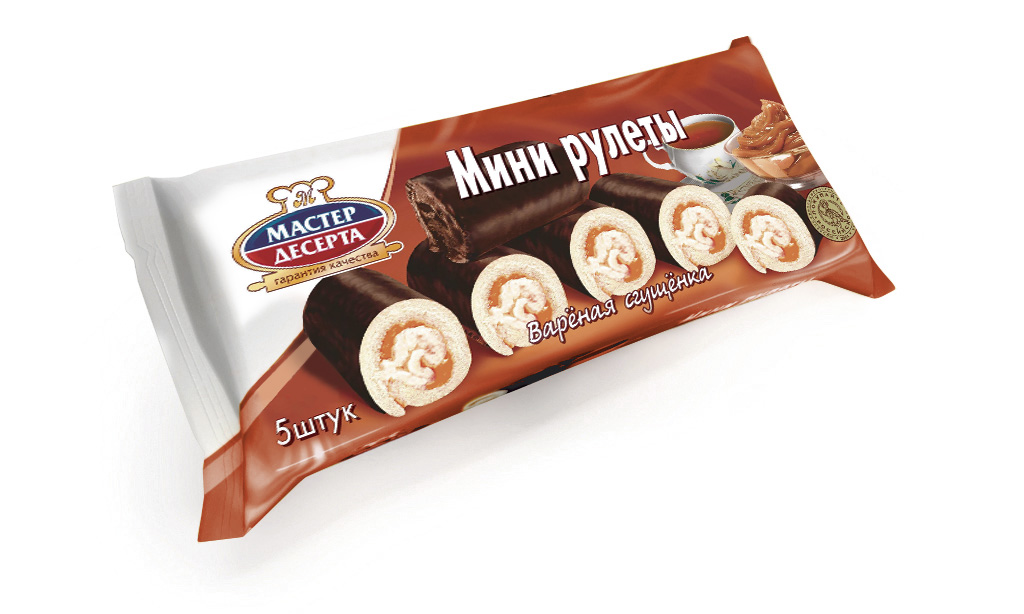 Рулет бисквитный с кремом варёная сгущёнка, 200г