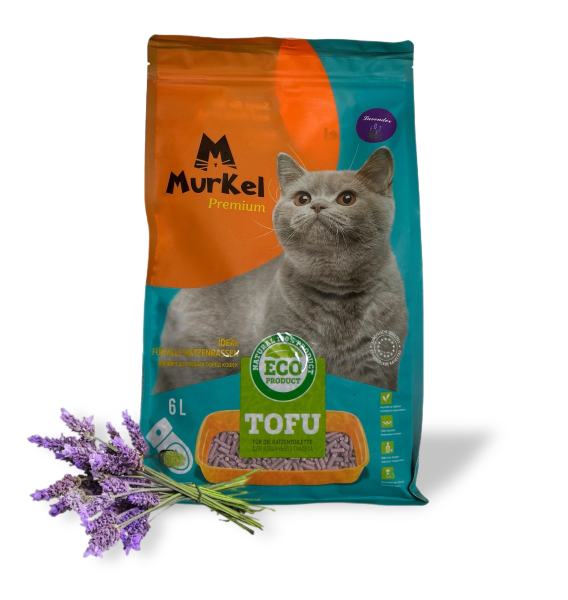 Наполнитель для кошачьего туалета Murkel 6 л натуральный TOFU Лаванда  2,6 кг
