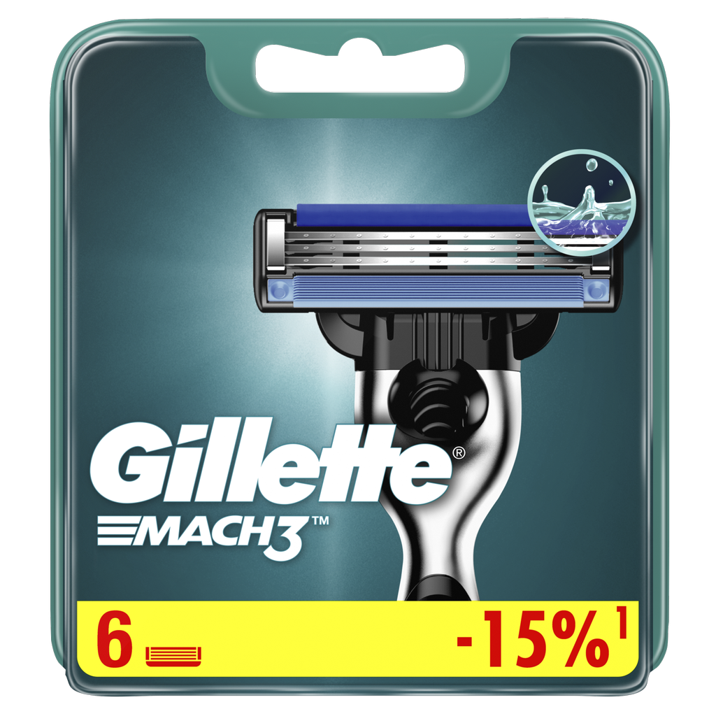 Сменные Кассеты Gillette Mach3, 6 шт, с 3 лезвиями