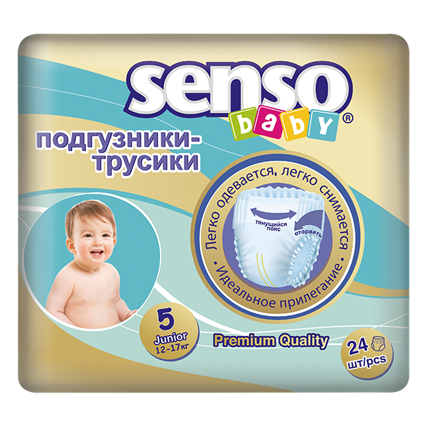 Подгузники-трусики для детей "Senso baby"  Junior 5XL- 24 штуки