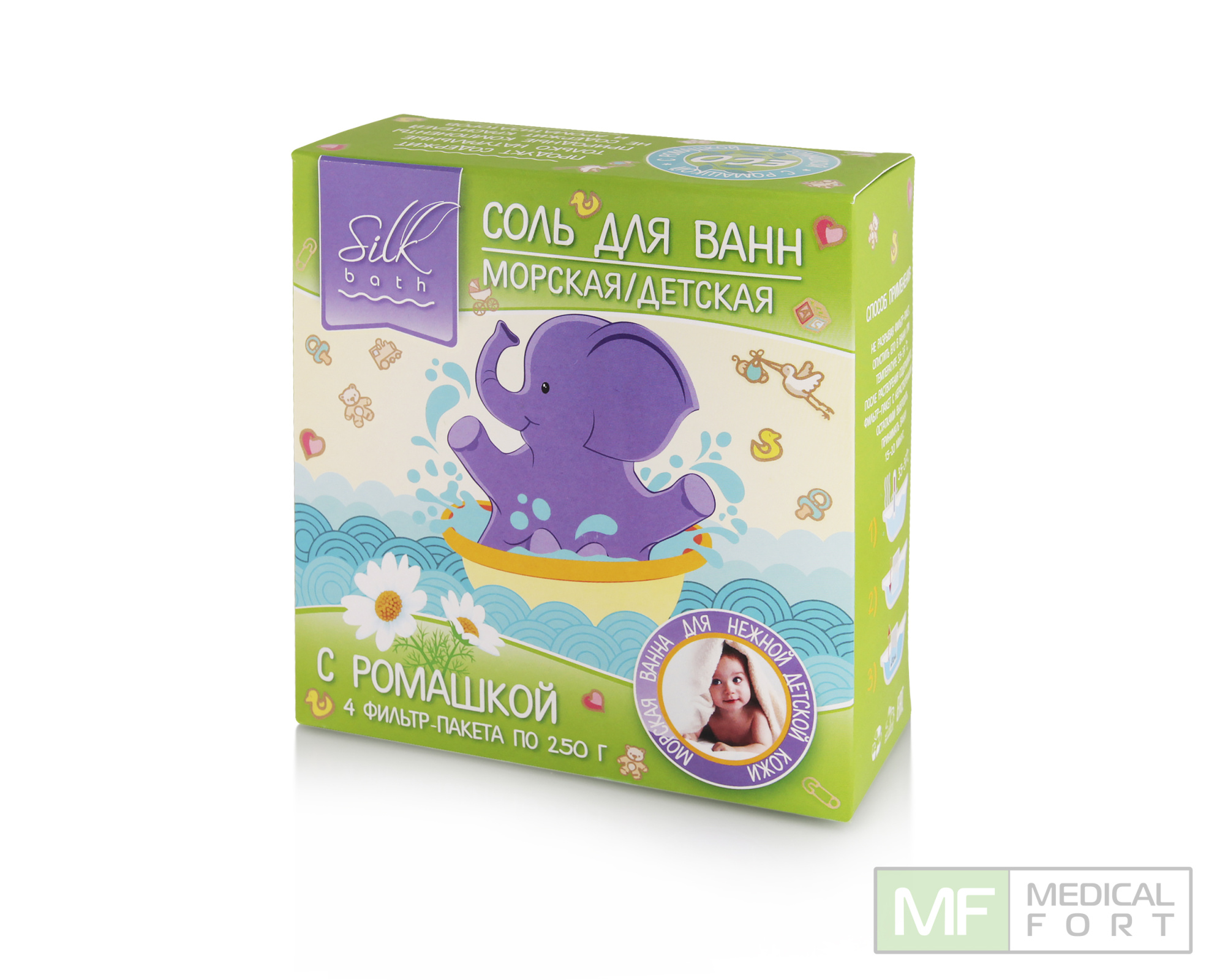 Соль косметическая детская Морская природная с ромашкой, 4 шт по 250 г