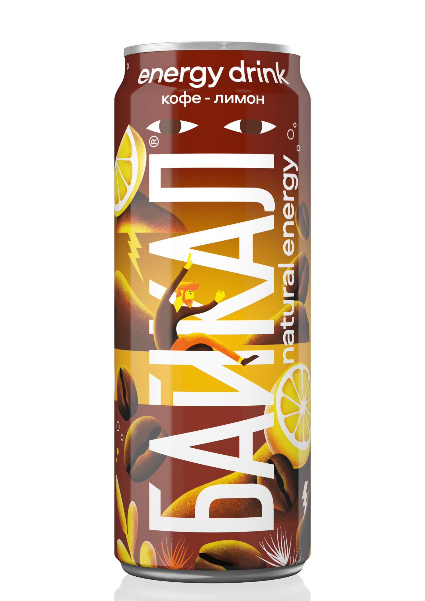 Энергетик БАЙКАЛ natural energy кофе-лимон, 0.45 л, ж/б (12 шт.уп.)