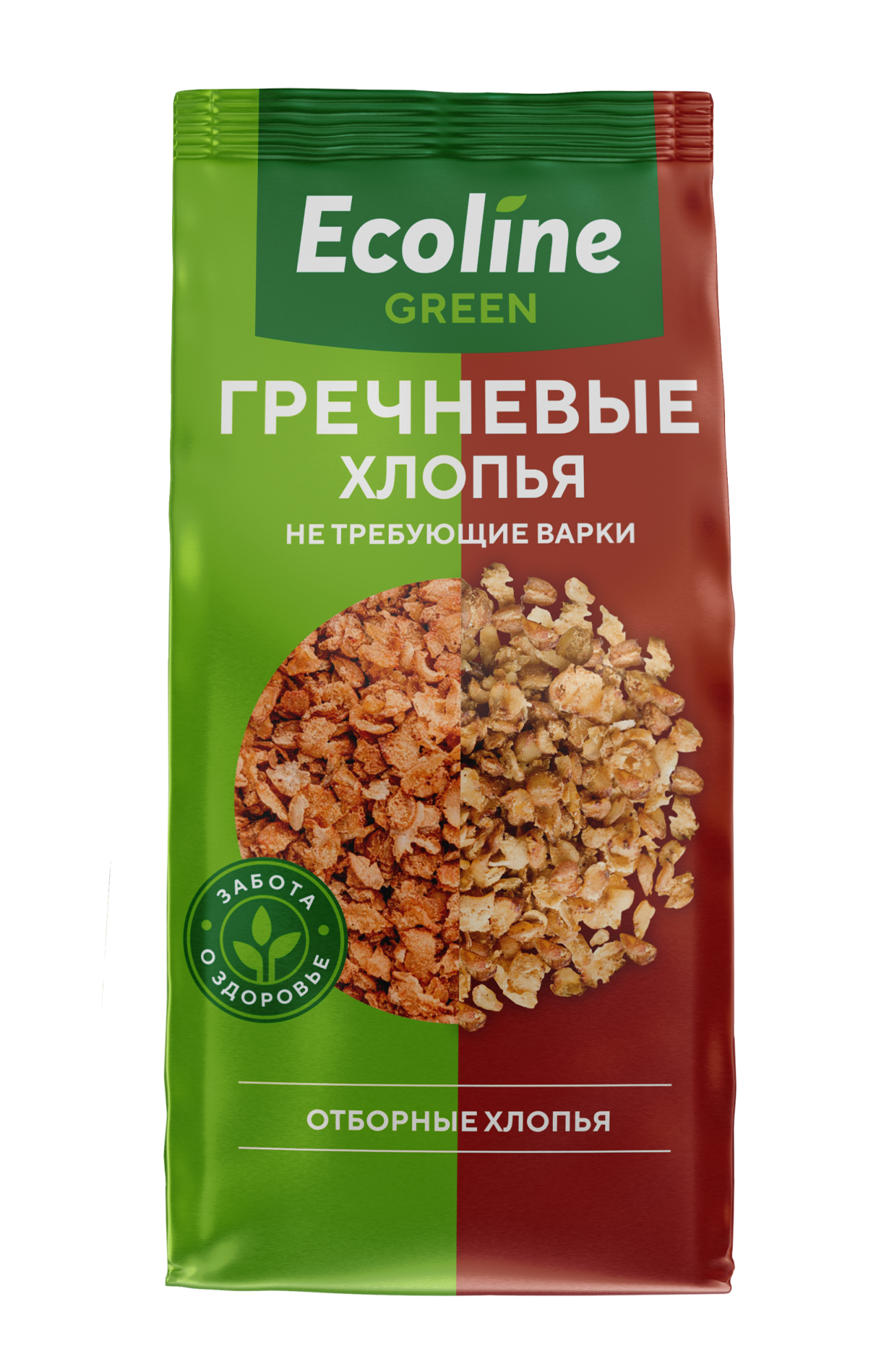 Хлопья гречневые не требующие варки "Ecoline GREEN" new фас. 0,38 кг, РФ (20)