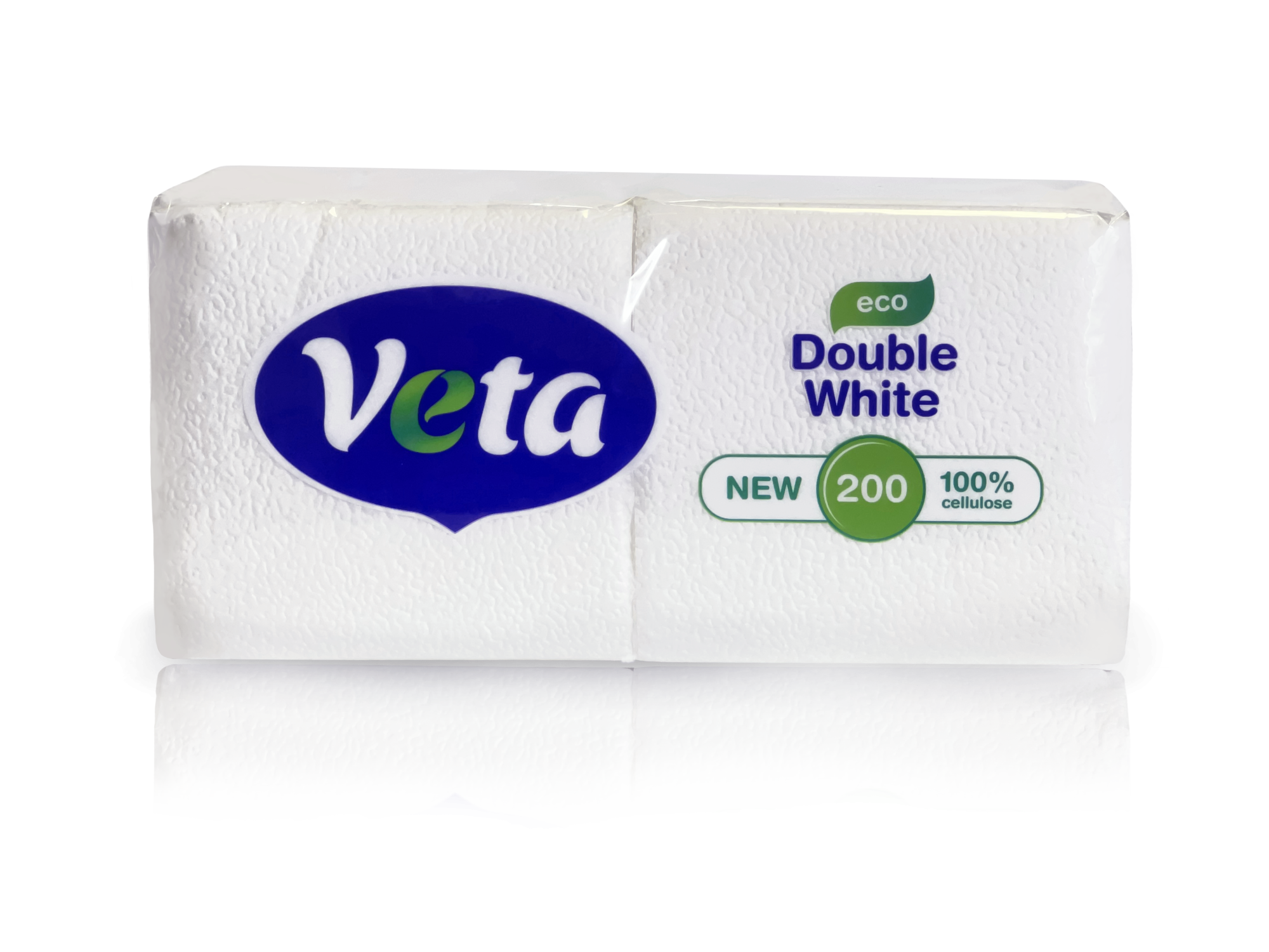 Салфетки бумажные неокрашенные "VETA DOUBLE WHITE ECO", по 200шт. в упаковке