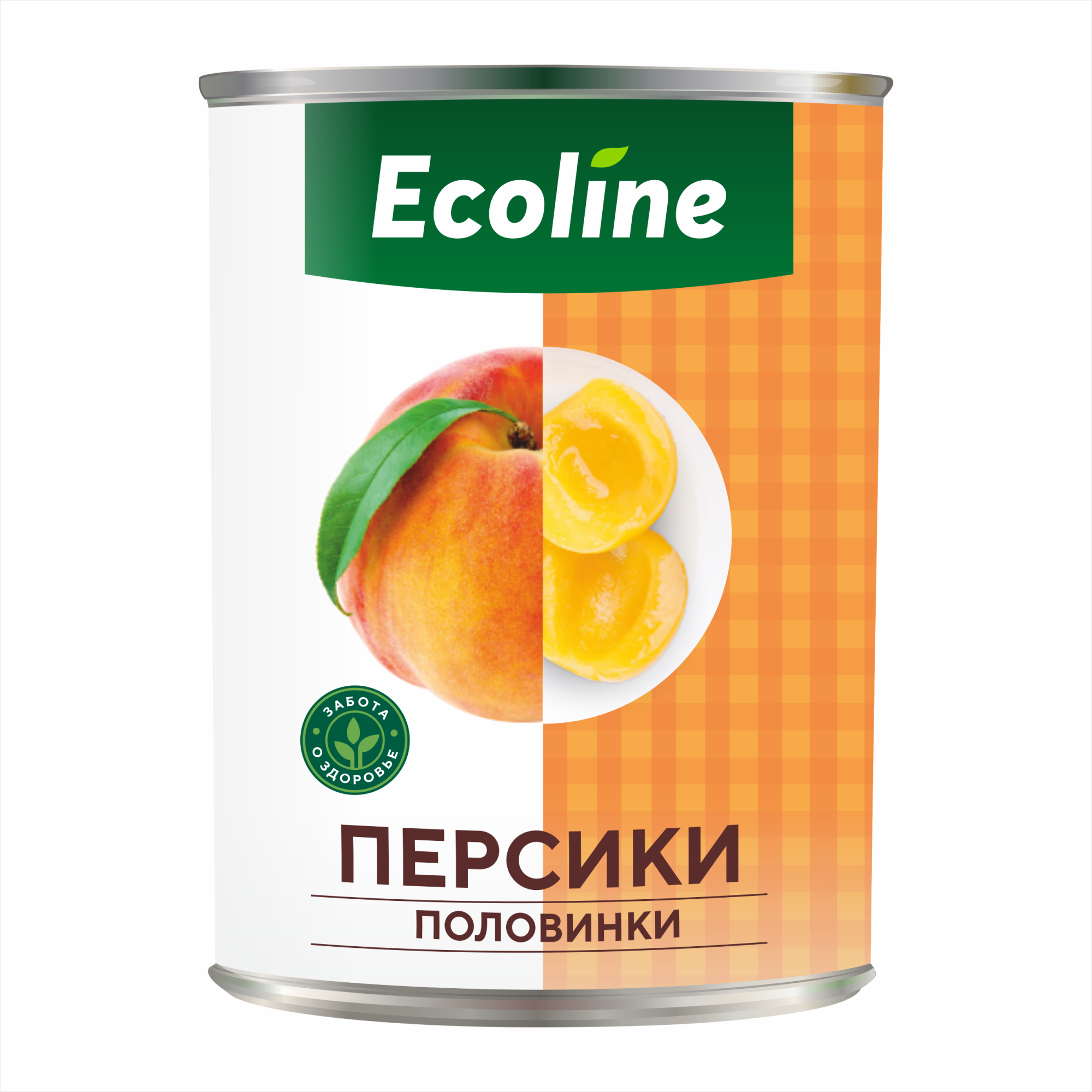 Персики половинки консервированные в сиропе «Ecoline» new, ж/б 410 г, Китай (12)