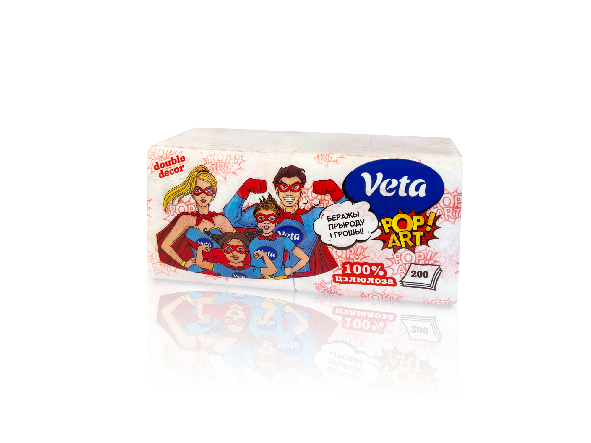 Салфетки бумажные неокрашенные с рисунком "VETA POP ART DOUBLE DECOR", по 200шт. в упаковке